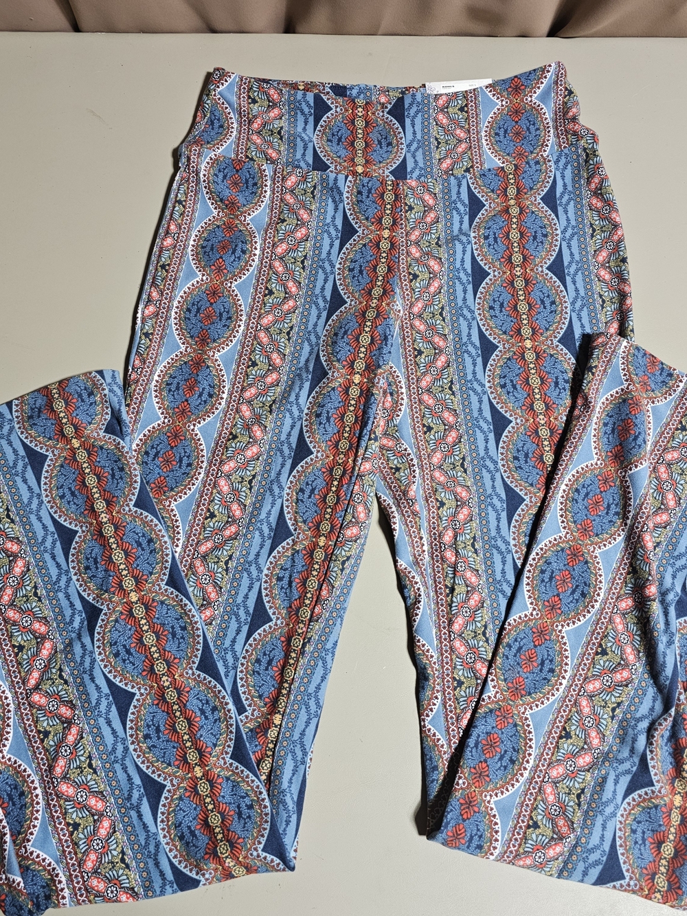 Mudd Blue and Coral Patterned Wide Leg Pants